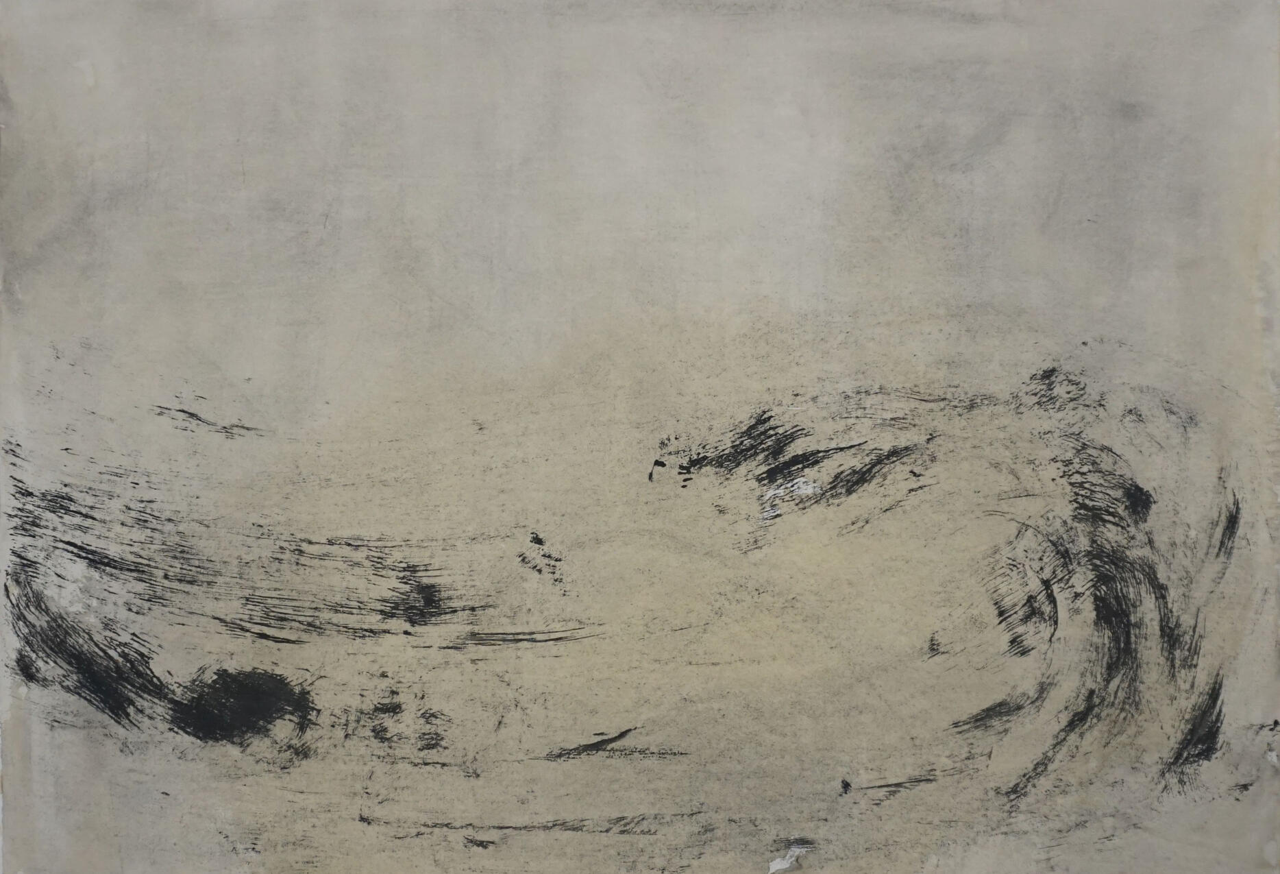 Väljad I 2026 akvarell, süsi paberil 95 × 135 cm