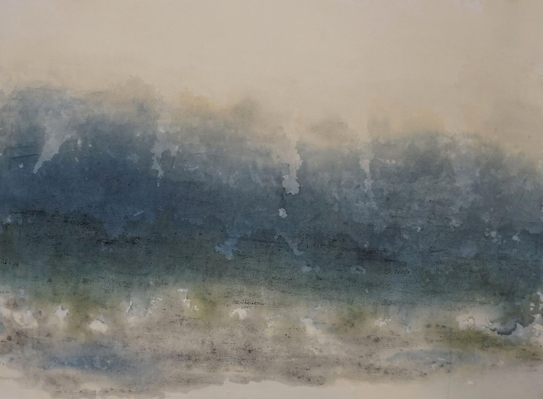 Väljad VI 2026 akvarell, süsi paberil 79 × 111 cm