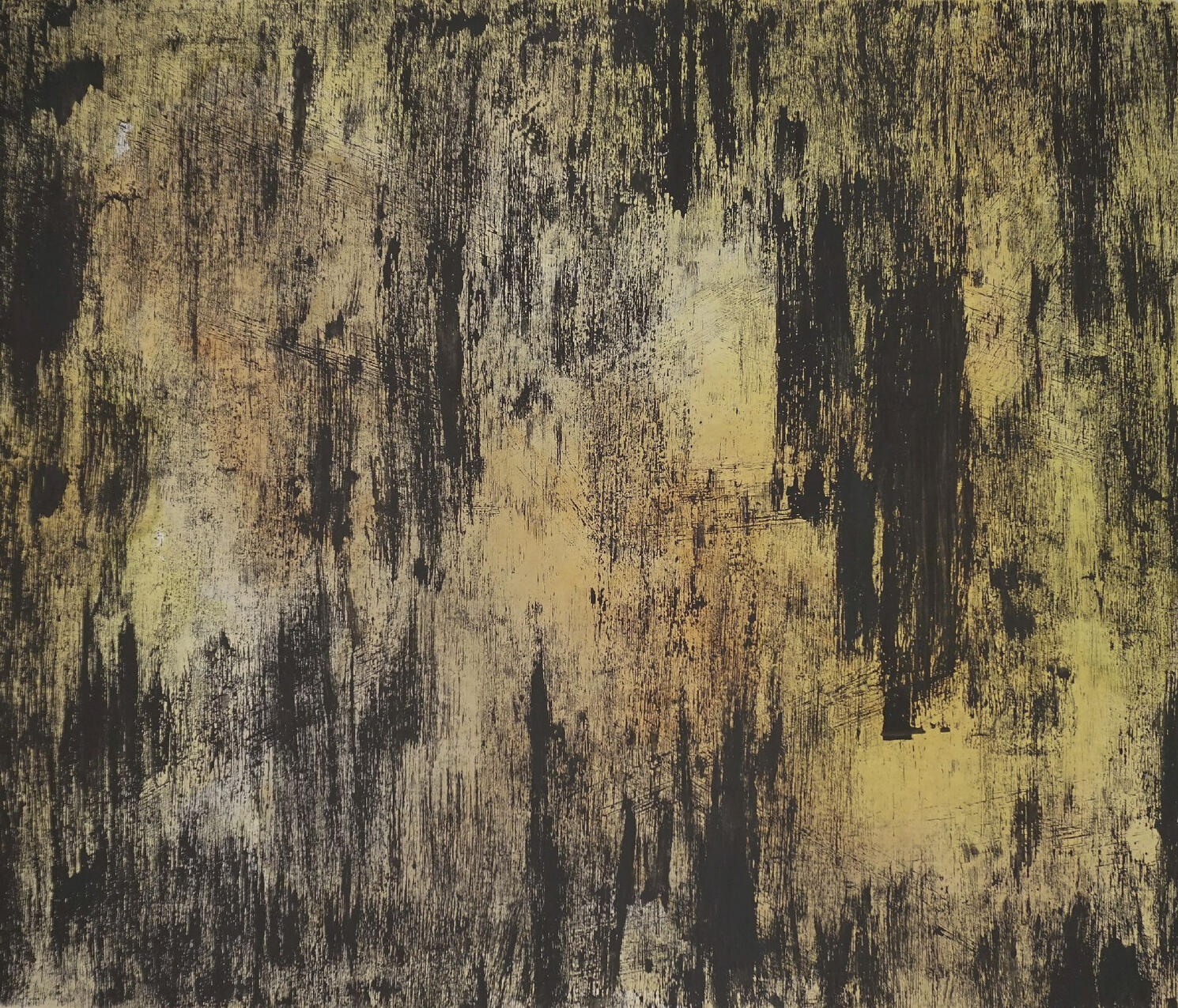 Väljad V 2026 akvarell, süsi paberil 115 × 135 cm